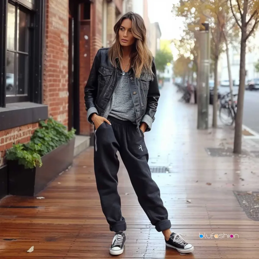 what to wear with black sweatpants